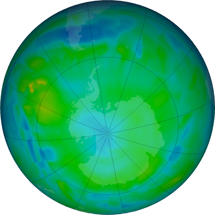 Antarctic ozone map for 24 May 2011